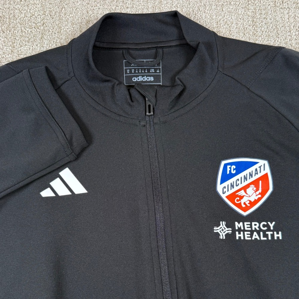 Adidas Men XL FC Cincinnati FCC Black Aeroready Slim Fit Training Warm Up Jacket